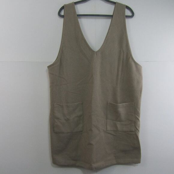 ASOS Tan Knit Mini Dress Women's sz 12 Coastal Neutral Minimalist Cozy Boho - Picture 1 of 9